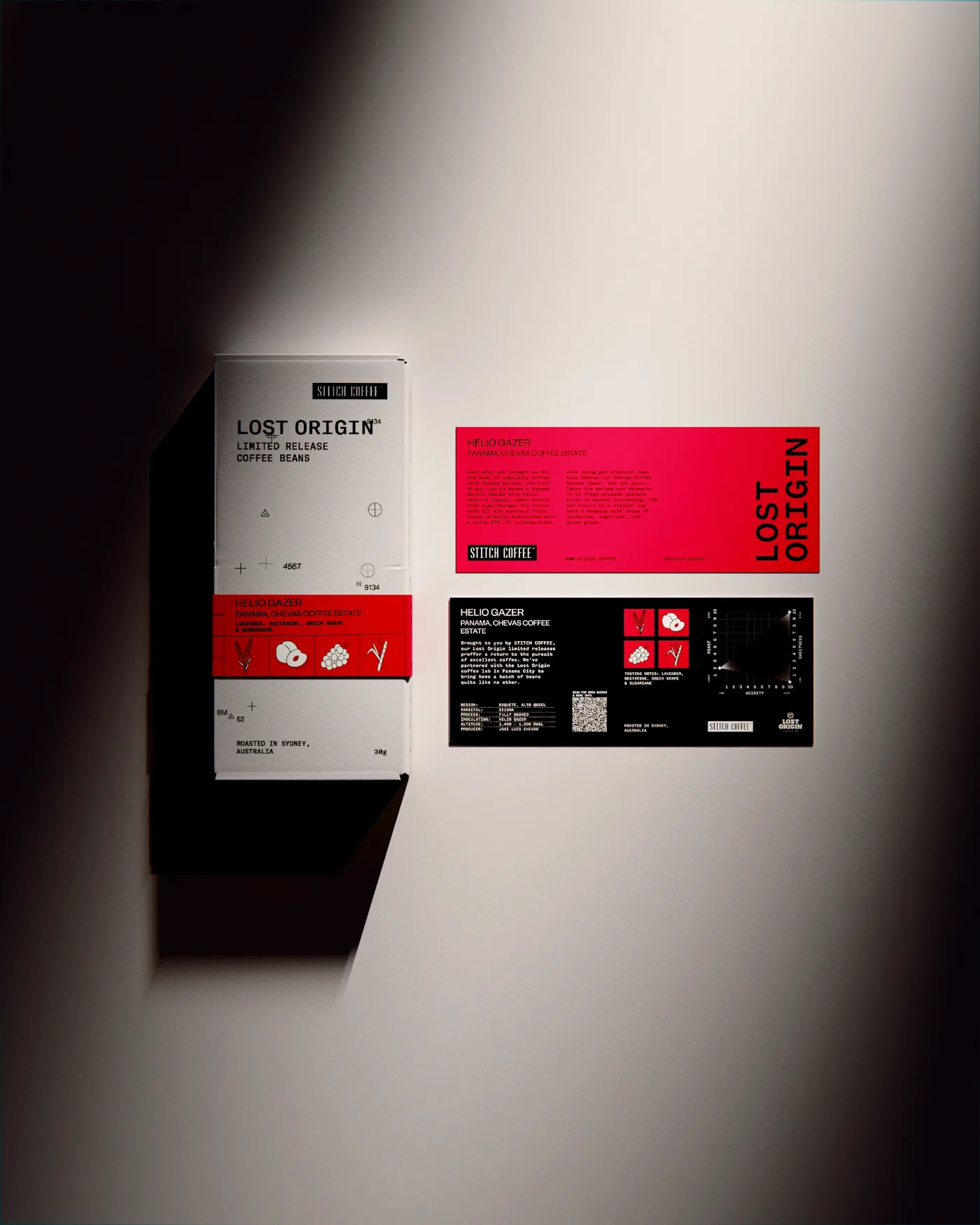 Lost Origin box with Helio Gazer label and info cards