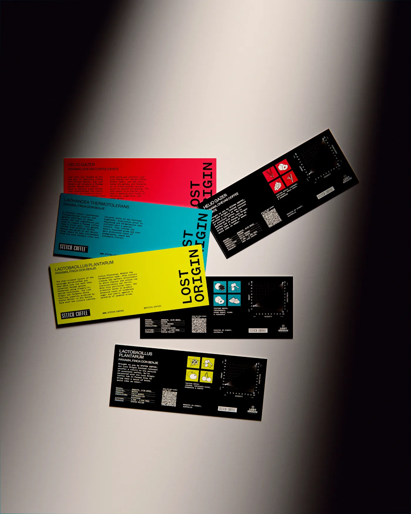 Lost Origin info cards for three releases